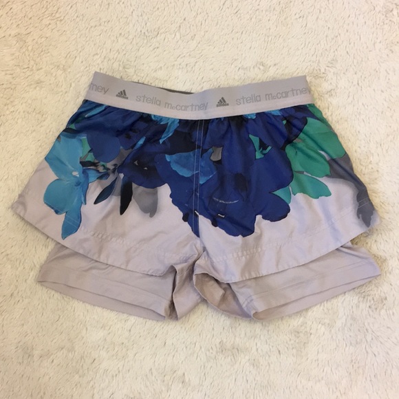 Adidas By Stella Mccartney Shorts Adidas Stella Mccartney Blue Flower Shorts Poshmark